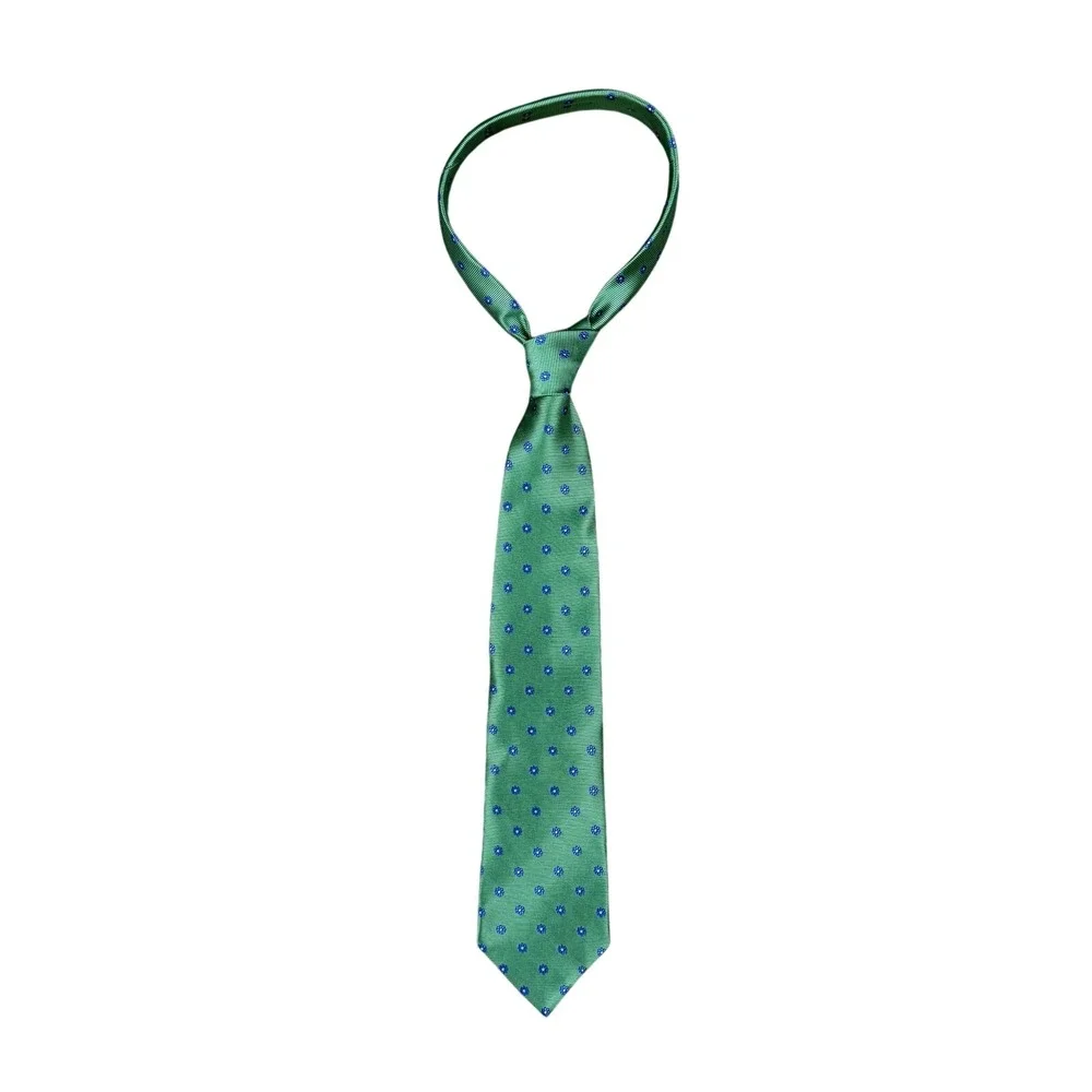 Brooks‎ Brothers 346 Green Floral Necktie Stain Resistant 100% Silk USA